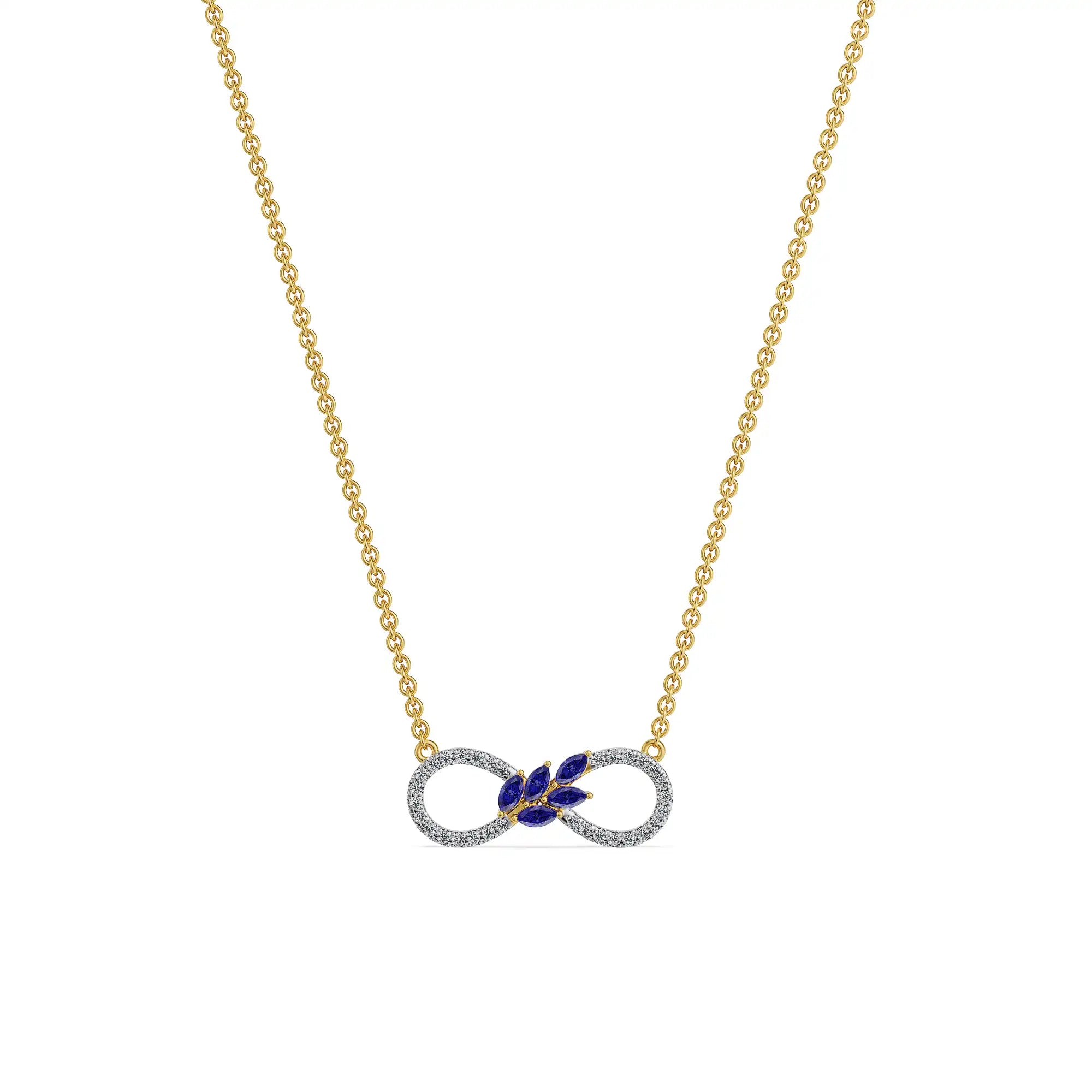 Infinity Blue Sapphire Lab Grown Diamond Necklace