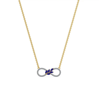 Infinity Blue Sapphire Lab Grown Diamond Necklace
