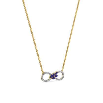 Infinity Blue Sapphire Lab Grown Diamond Necklace