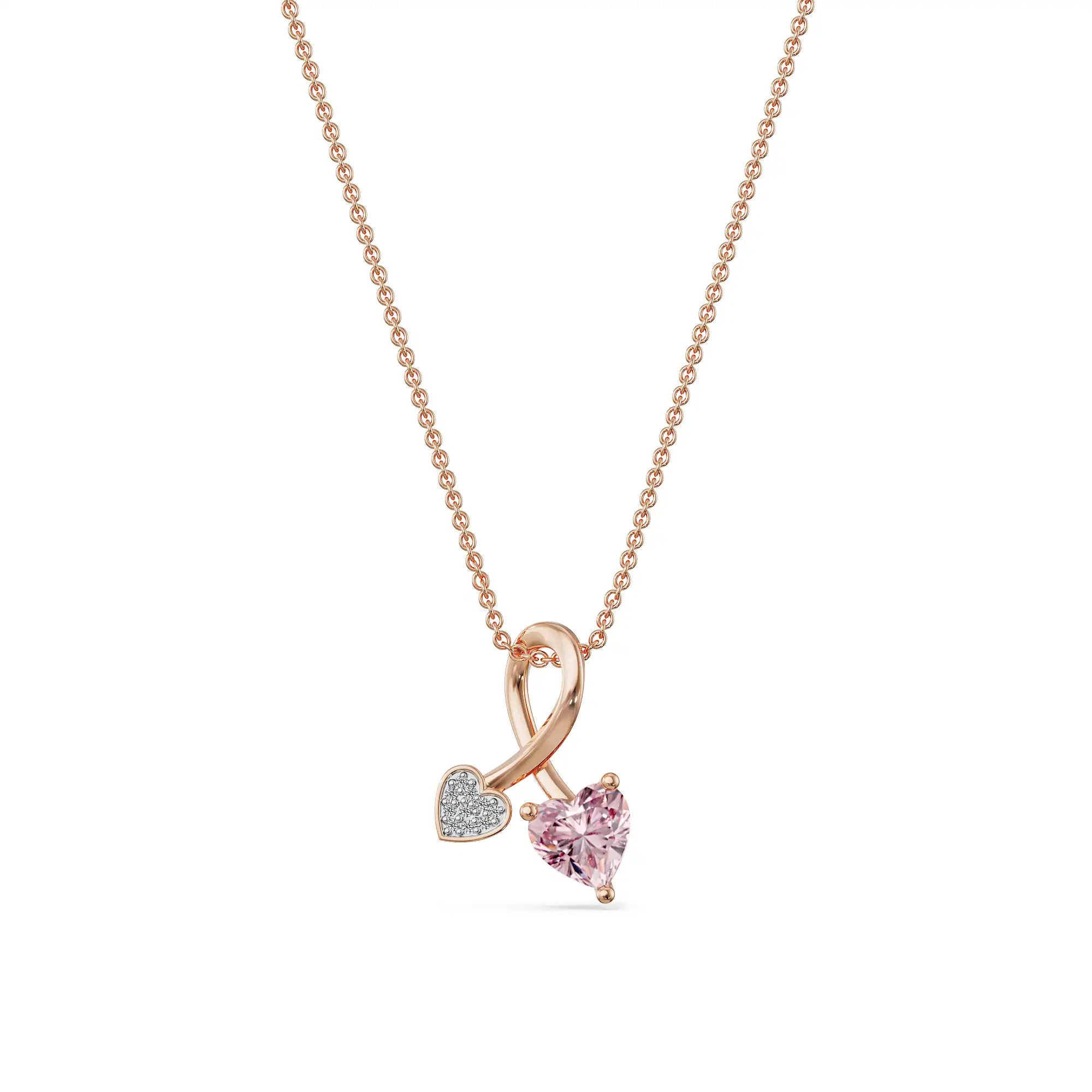 Pink Sapphire Lab Grown Diamond Pendant