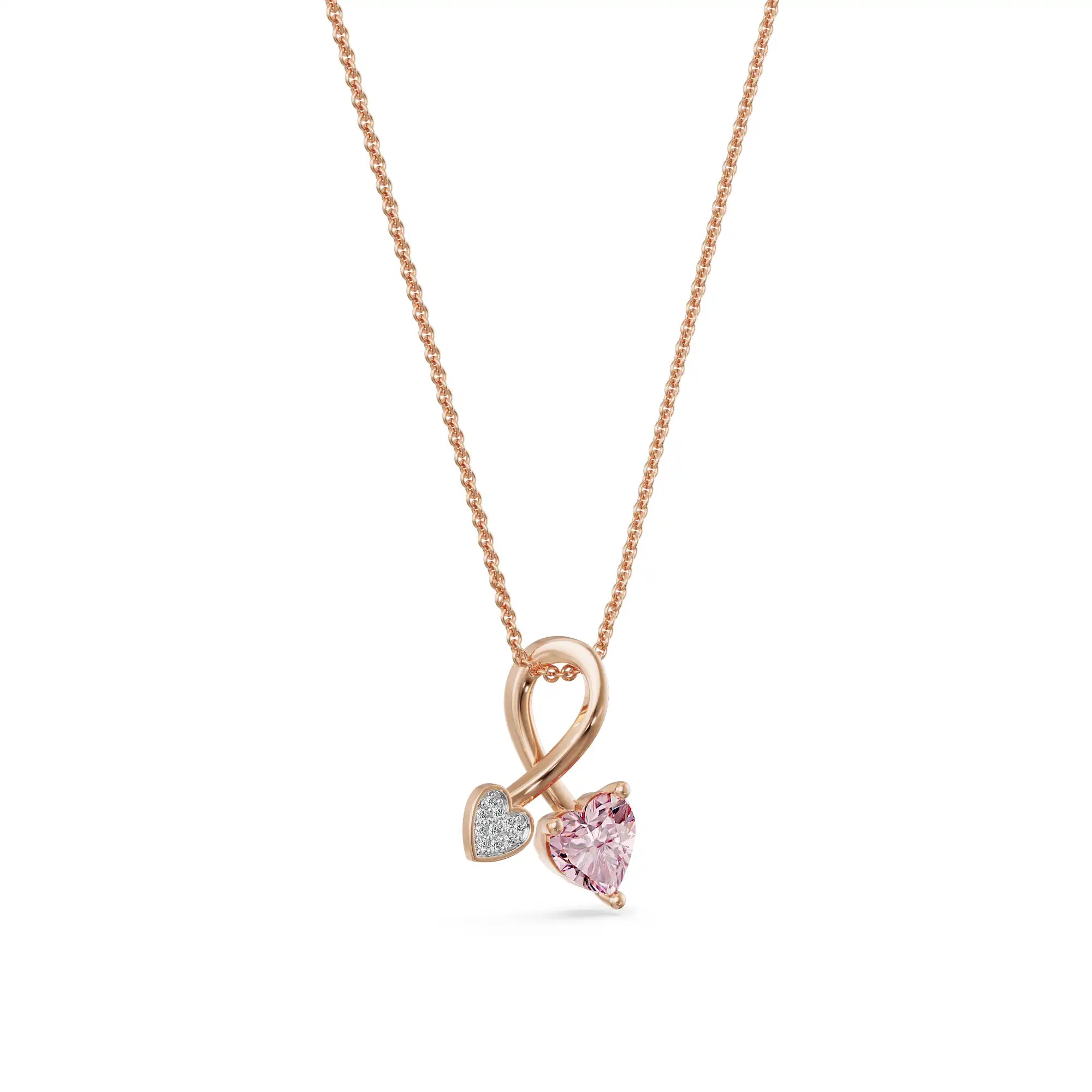 Pink Sapphire Lab Grown Diamond Pendant