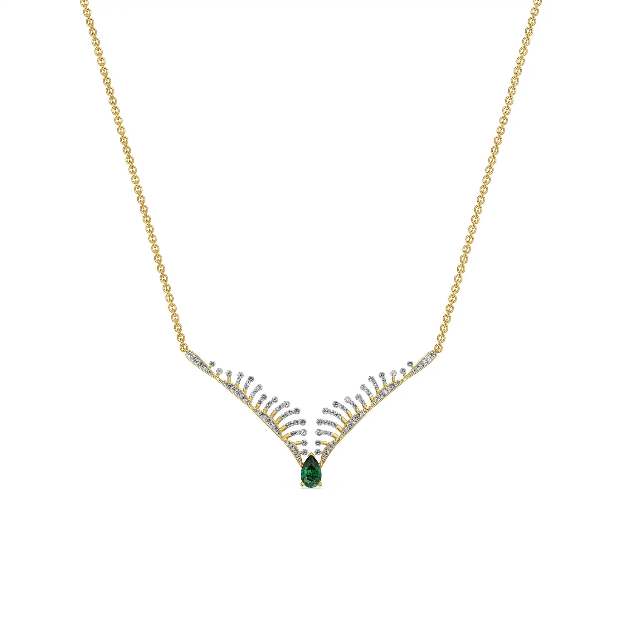 Emerald & Wings Lab Grown Diamond Necklace