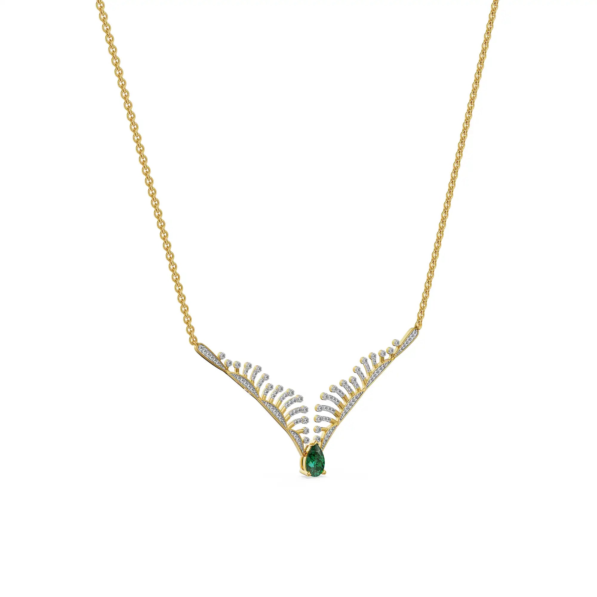 Emerald & Wings Lab Grown Diamond Necklace
