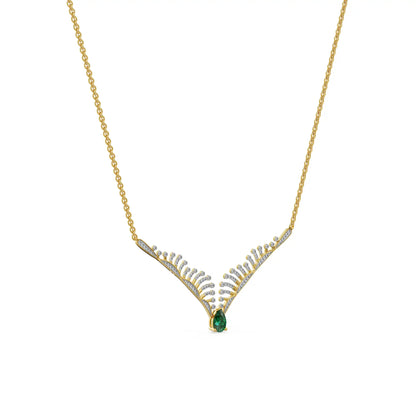 Emerald & Wings Lab Grown Diamond Necklace