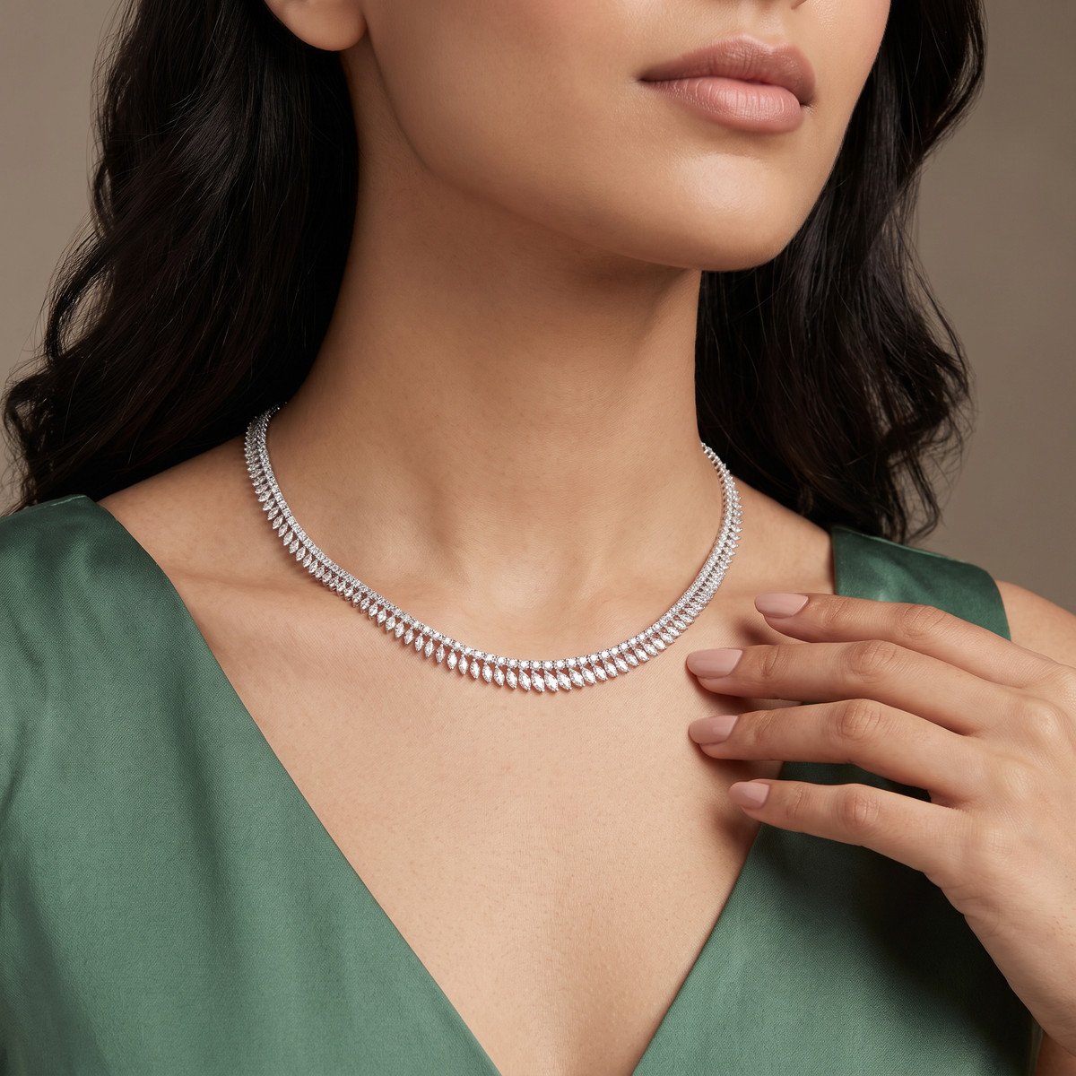 Meghan Marquise Lab-Grown Diamond Tennis Necklace