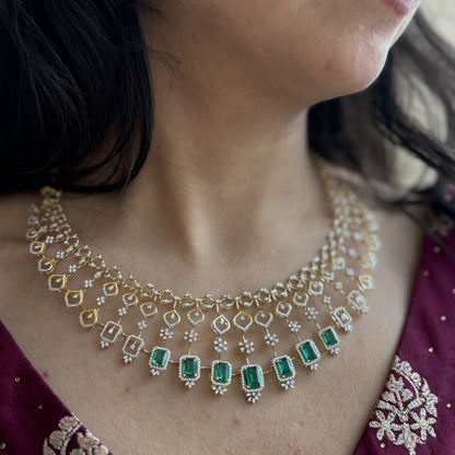 Blake Emerald Diamond Necklace Front View
