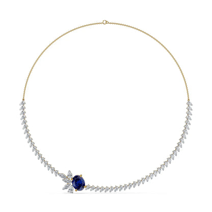 Sapphire Curve Lab Grown Diamond Necklace