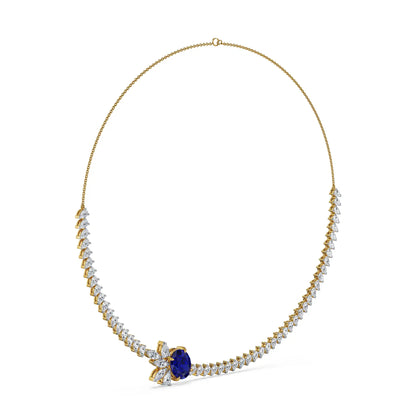 Sapphire Curve Lab Grown Diamond Necklace