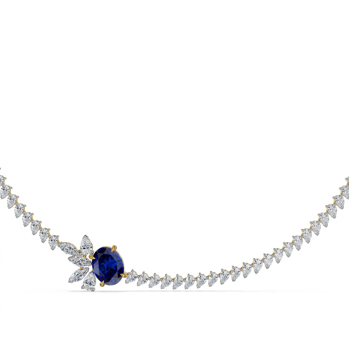Sapphire Curve Lab Grown Diamond Necklace