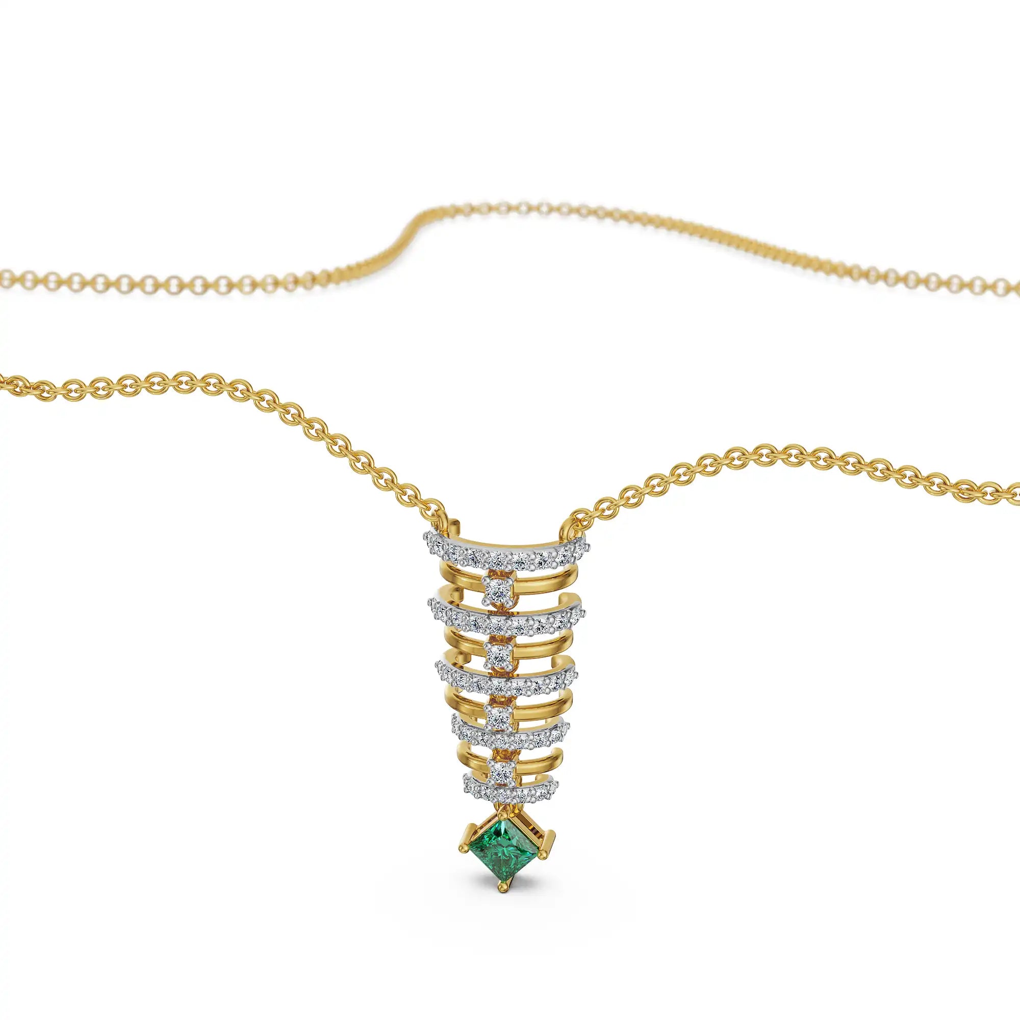 Emerald Rhythm Lab Grown Diamond Necklace