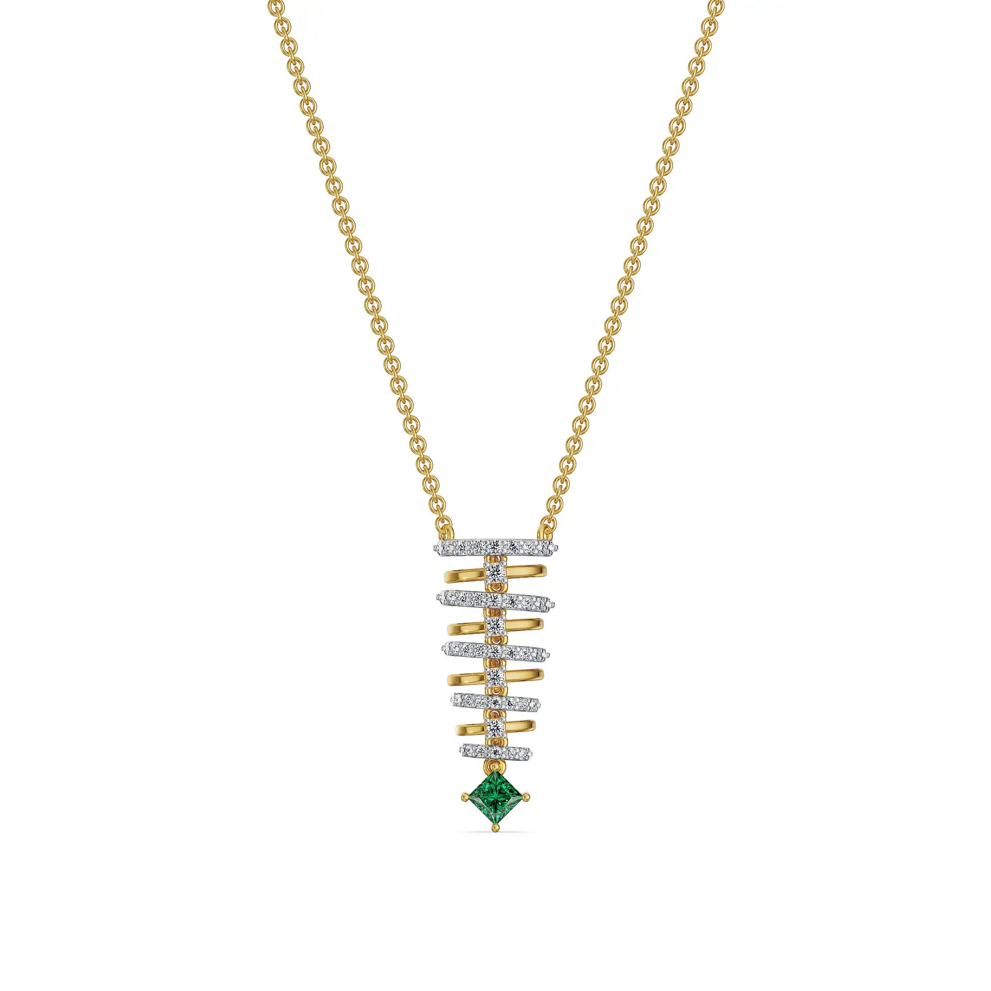 Emerald Rhythm Lab Grown Diamond Necklace