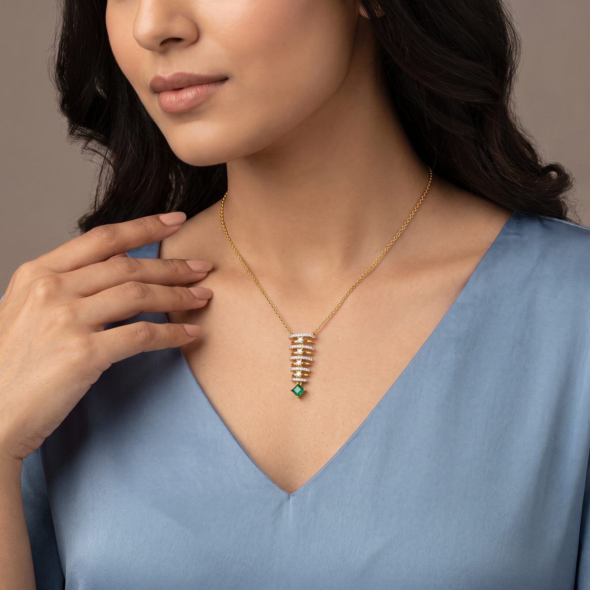 Emerald Rhythm Lab Grown Diamond Necklace