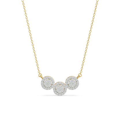 Halo Round Trio Diamond Necklace Front View