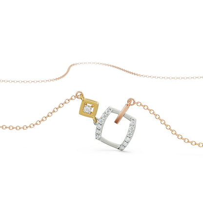 Geometric Sqaure Diamond Necklace Prospective View