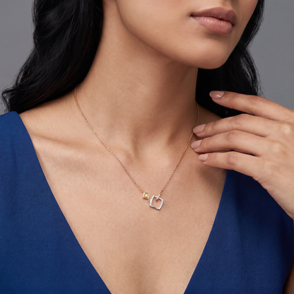 Geometric Square Lab Grown Diamond Necklace