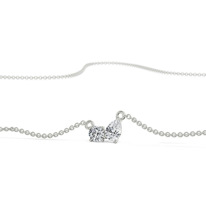 Duo Diamond Solitaire Necklace Fornt View