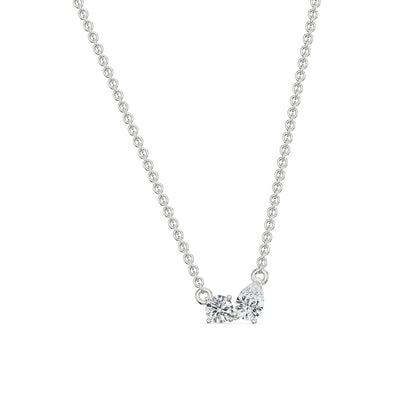 Duo Diamond Solitaire Necklace Right View in 9KT