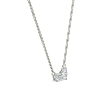 Duo Diamond Solitaire Necklace Left View