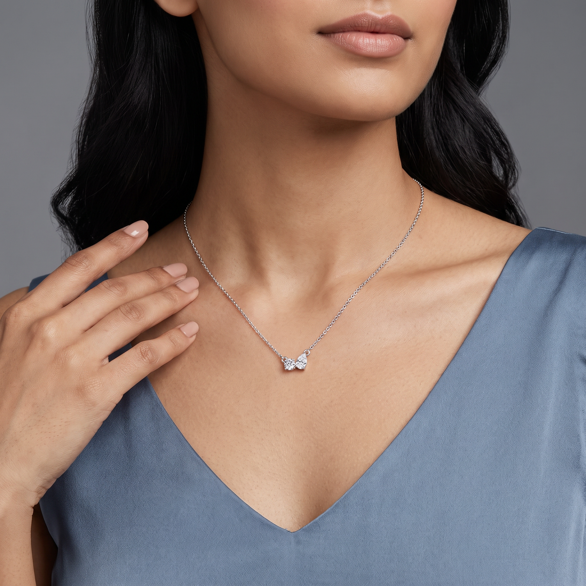 Duo Lab Grown Diamond Solitaire Necklace