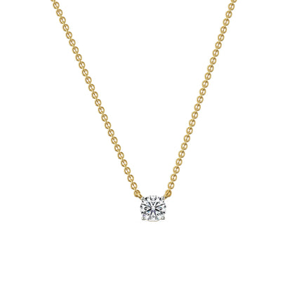 0.75 CT Solitaire Diamond Necklace Right View in 9KT