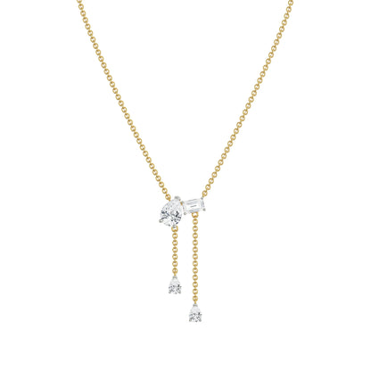 Pear Emerald Drop Necklace Right View in 9KT