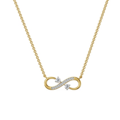 Infinity Diamond Necklace Right View in 9KT