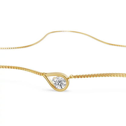 Tilted Lab Diamond Solitaire Pendant - Front view in 9KT