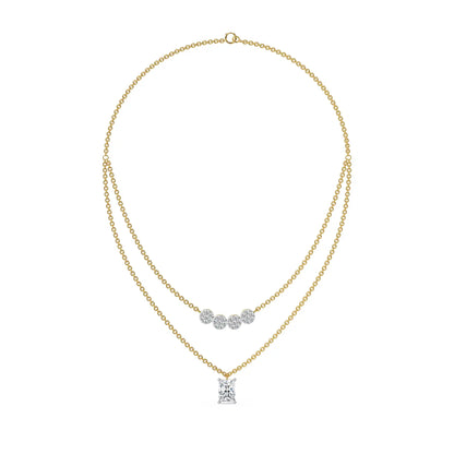 Tina Layered Lab Grown Diamond Necklace - Front view in 9KT