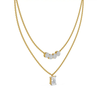 Tina Layered Lab Grown Diamond Necklace - Side view