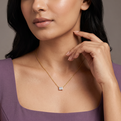 1 CT Radiant Lab Grown Diamond Necklace