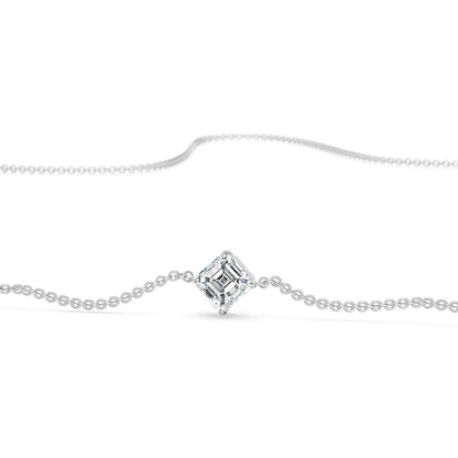 1 CT Asscher Lab Grown Diamond Necklace - Front view in 9KT