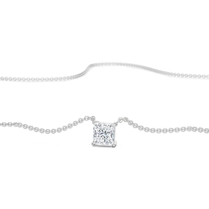 1 CT Princess Lab Grown Diamond Necklace - Front view