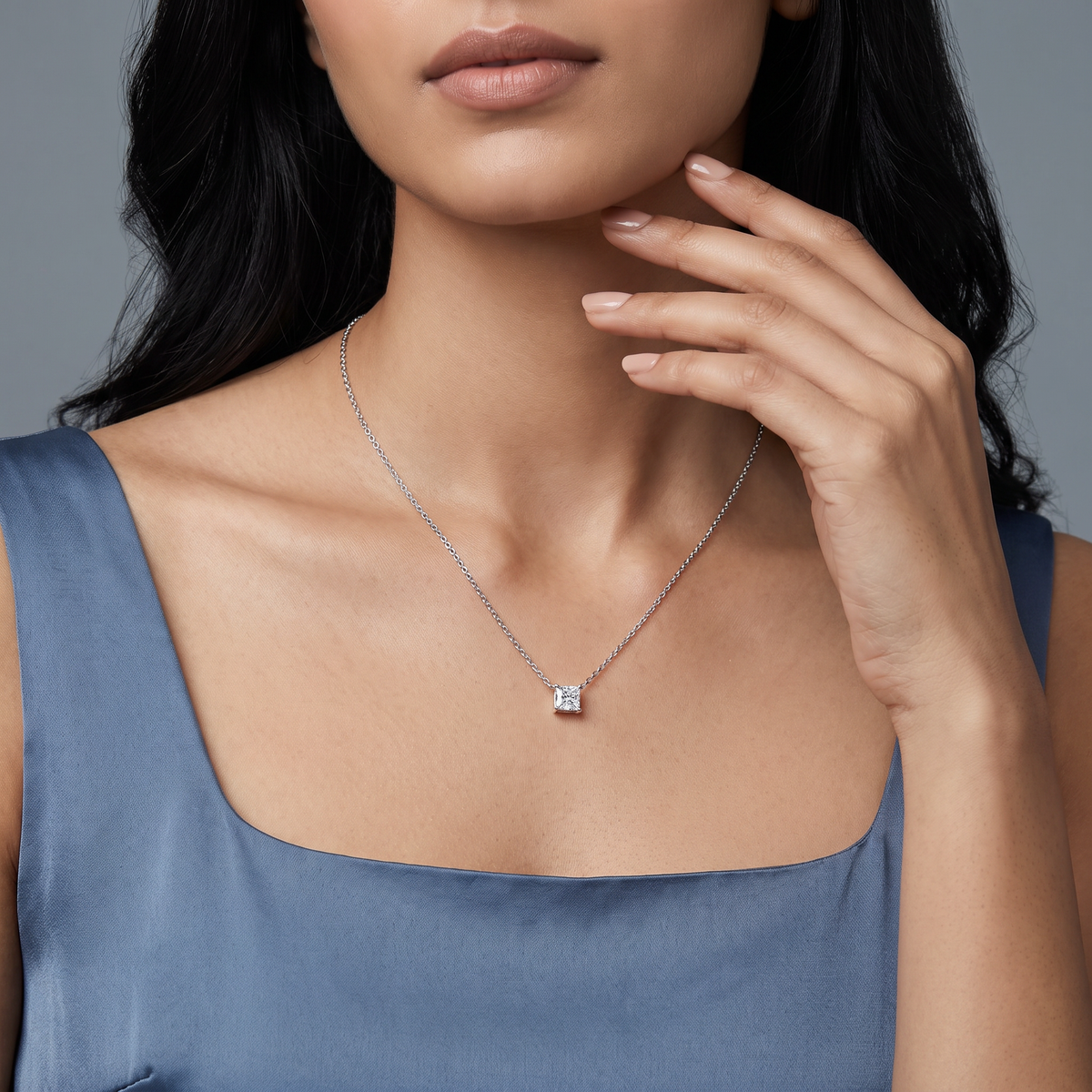 1 CT Princess Lab Grown Diamond Necklace