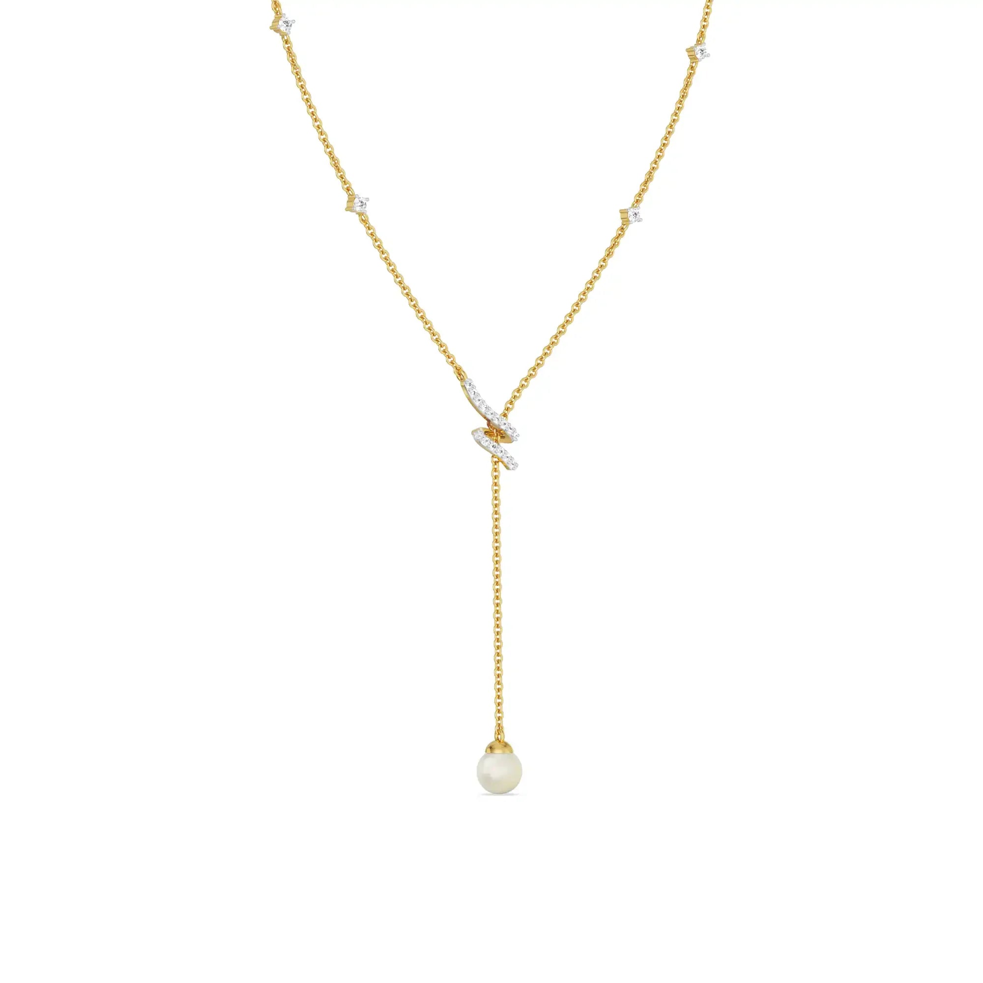 Pear Drop Adjustable Diamond Necklace side view in 9KT