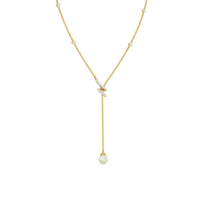 Pear Drop Adjustable Diamond Necklace side view in 9KT