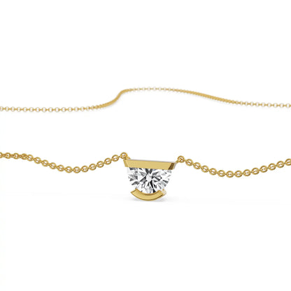 Half Moon Lab Grown Diamond Necklace - Front View in 9KT