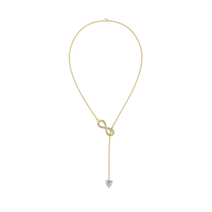 Infinity Heart Lab Grown Diamond Lariat Necklace - top view