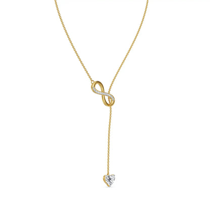 Infinity Heart Lab Grown Diamond Lariat Necklace - side view