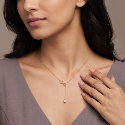 Infinity Heart Lab Grown Diamond Lariat Necklace