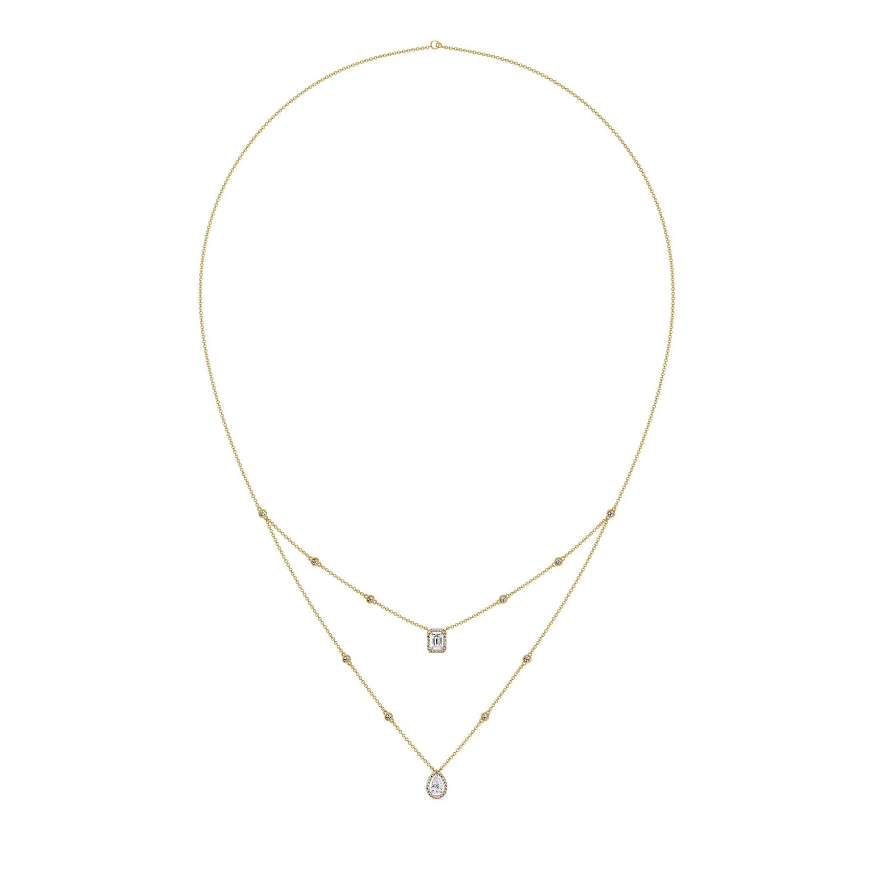 Layered Halo Solitaire Lab Grown Diamond Necklace - top view