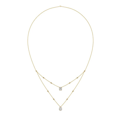 Layered Halo Solitaire Lab Grown Diamond Necklace - top view