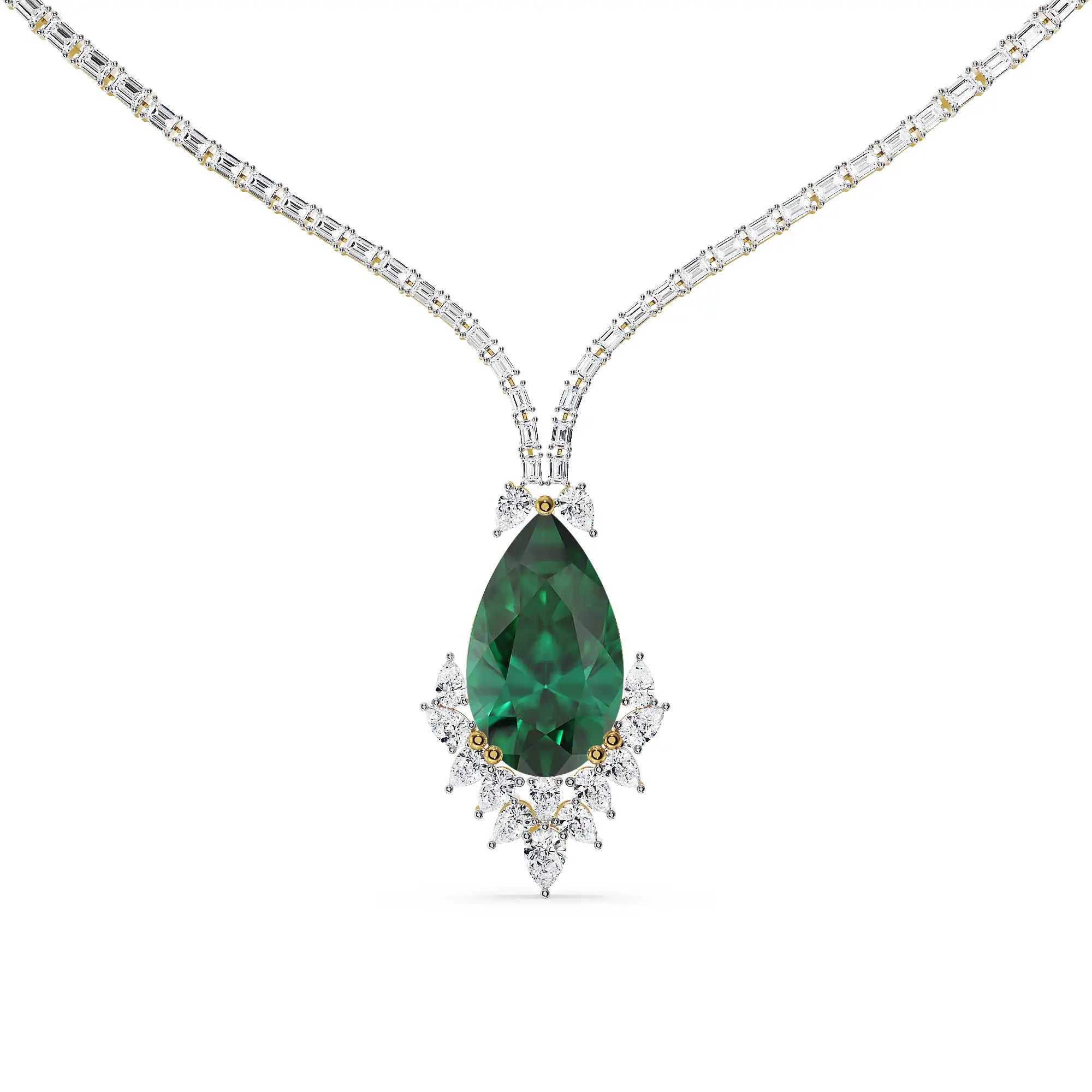 Emerald Grace Lab Grown Diamond Necklace - top view