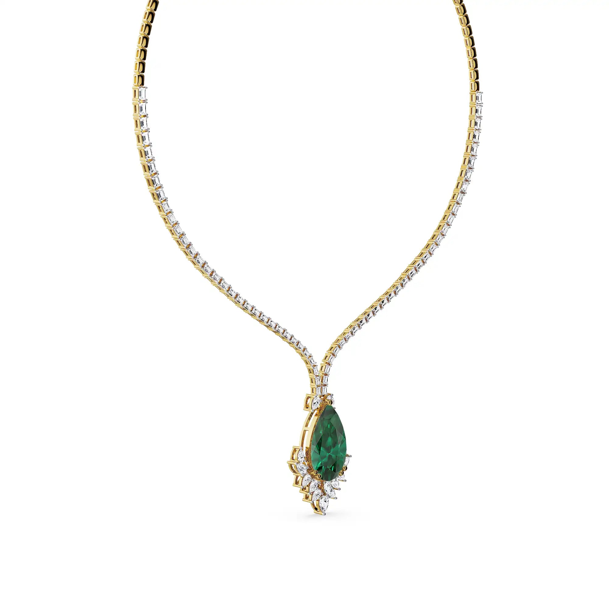 Emerald Grace Lab Grown Diamond Necklace - side view