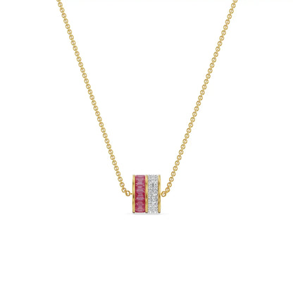 Drum Ruby Lab Grown Diamond Necklace - perspective view