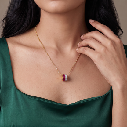 Drum Ruby Lab Grown Diamond Necklace