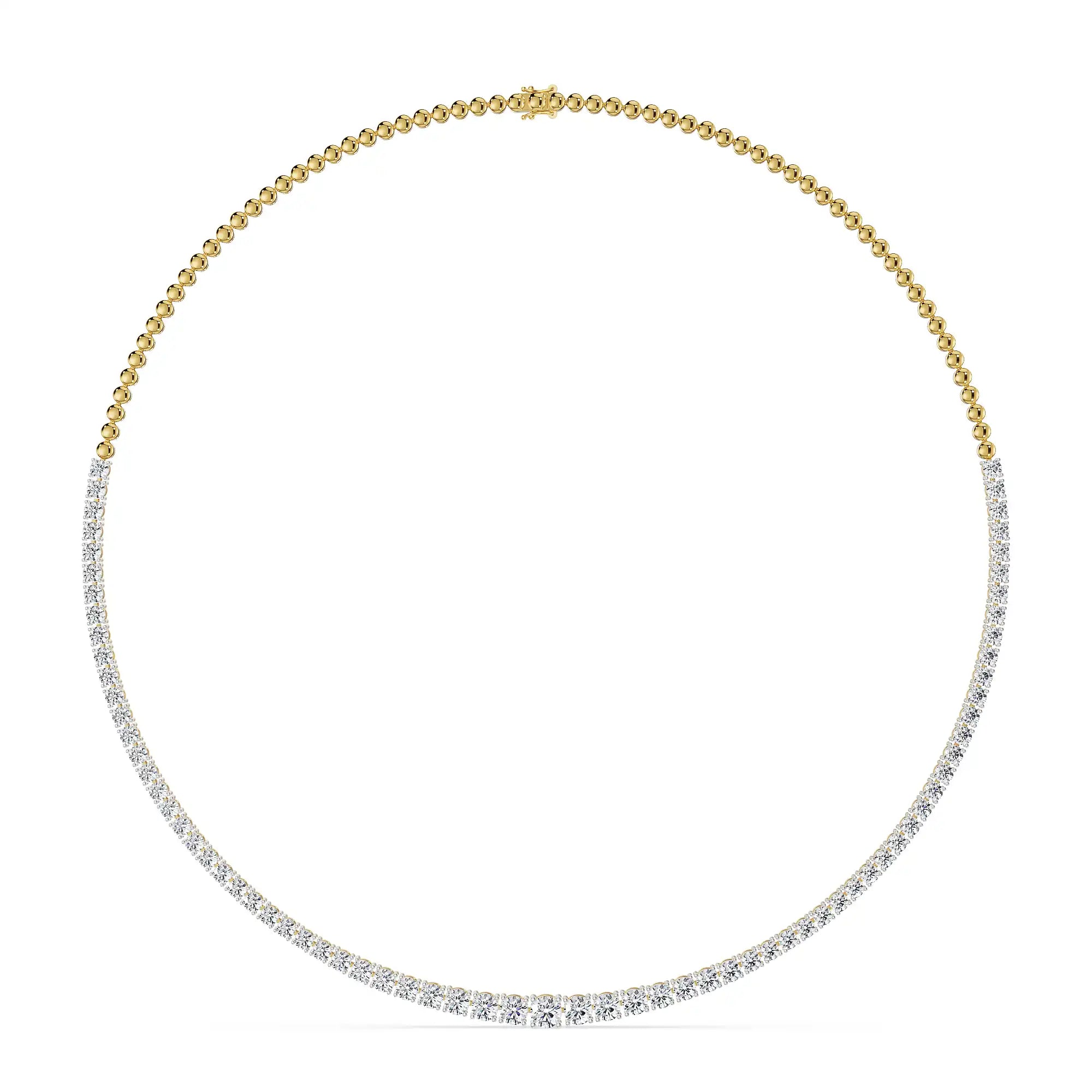 Radiant Lab Grown Diamond Tennis Necklace- Front View in 9KT