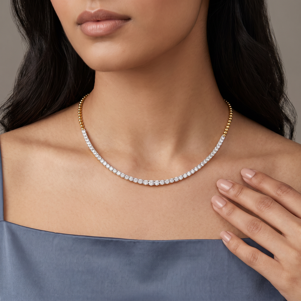 Radiant Lab Grown Diamond Tennis Necklace