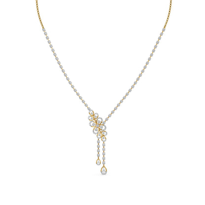 Floral Cascade Lab Grown Diamond Necklace - top view