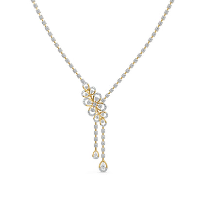 Floral Cascade Lab Grown Diamond Necklace - front view