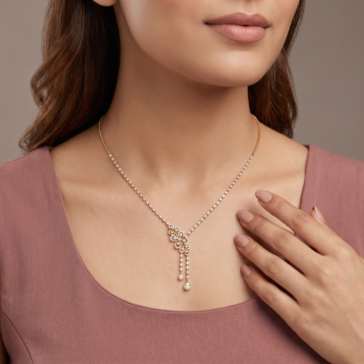 Floral Cascade Lab Grown Diamond Necklace